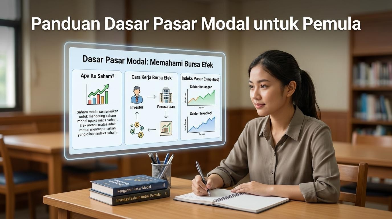 Seseorang belajar konsep pasar modal dari buku teks